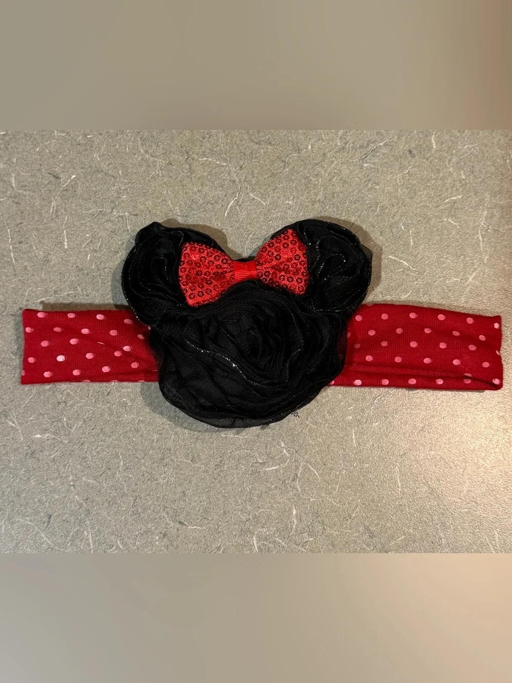 Authentic Disney Baby Toddler Minnie Mouse stretch hairband headband red sequin